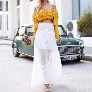 ‘Dalila’ White Boho Maxi Skirt